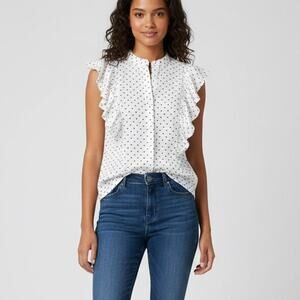 Hunter Bell Polka Dot Ruffle Sleeveless Blouse Size M